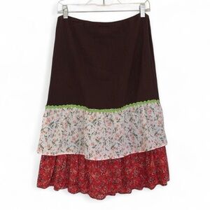 cutesie farmcore floral tiered boho skirt
